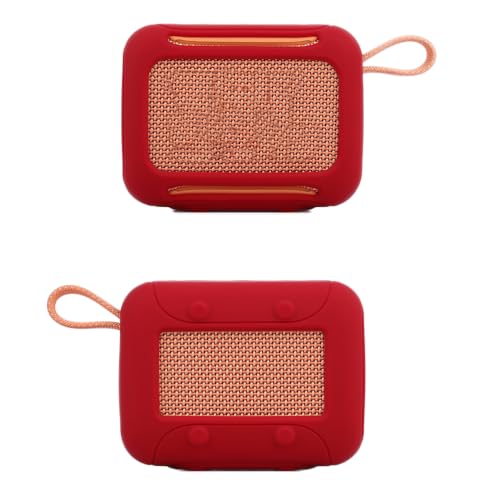 Silicone Case for JBL Go 5, Soft Skin Cover Portable Bluetooth Speaker Protective Sleeve, Anti-Scratch Shockproof Anti-Drop Shell Guard Protector with Carabiner (red) - color: red