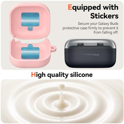 Inesore for Galaxy Buds 4 Pro & Galaxy Buds 4 Case (Pink) | Skin Friendly Silicone Material, with A Multifunctional Cleaning Pen Tool and Keychain, Scratch Resistant, Slip Resistant - color: Pink