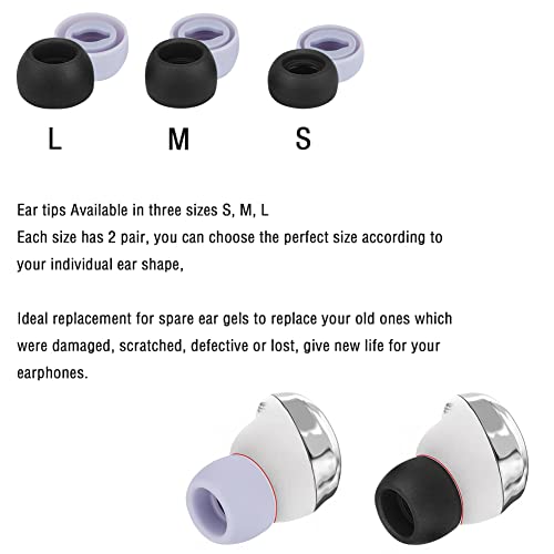 Earbud Cover Silicone Eartips for Galaxy Buds Pro Replacement Ear Tips Compatible with Samsung Galaxy Buds Pro Headphones Fit in Case Eartips Earbud Rubber Tips S M L 6 Pairs (Black+Purple) - color: Black+Purple
