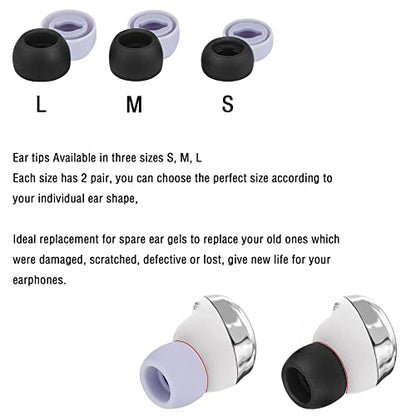 Earbud Cover Silicone Eartips for Galaxy Buds Pro Replacement Ear Tips Compatible with Samsung Galaxy Buds Pro Headphones Fit in Case Eartips Earbud Rubber Tips S M L 6 Pairs (Black+Purple) - color: Black+Purple