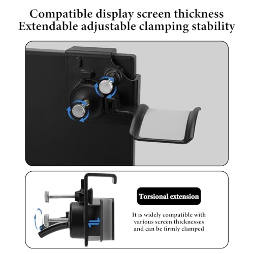 GEEKRIA Clamp-On Headphone Holder for Monitor, Screen Mount Headset Hook, Space-Saving Gaming Headphone Hanger Compatible with Sennheiser, Bose, Sony, Beats, Razer (Black, 2 Pack) - color: Black