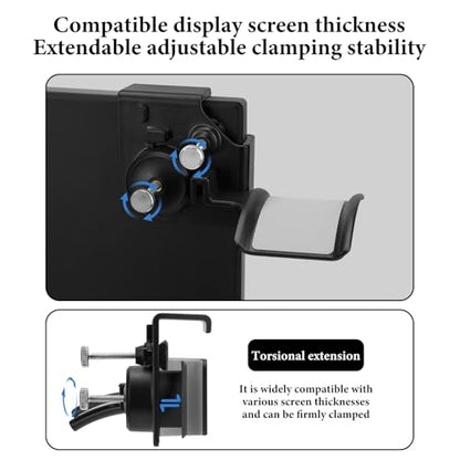 GEEKRIA Clamp-On Headphone Holder for Monitor, Screen Mount Headset Hook, Space-Saving Gaming Headphone Hanger Compatible with Sennheiser, Bose, Sony, Beats, Razer (Black, 2 Pack) - color: Black