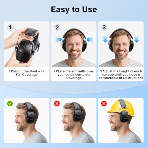 2Pack Ear Protection NRR 35dB Hearing Protection Ear Muffs for Shooting - color: Black