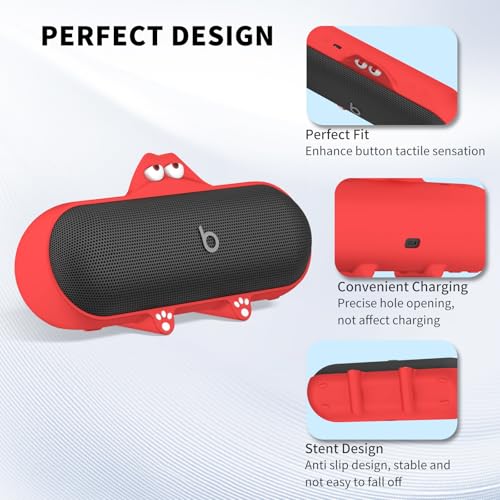 Silicone Kawaii Cute Case for Beats Pill Wireless Bluetooth Speaker, Anti-Scratch Protective Sleeve Compatible With Beats Speaker (Red) - color: Red