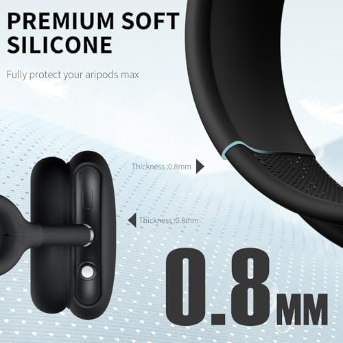 Maxjoy AirPods Max Case, Soft Silicone Ear Cups Cover, Ear Pad Case, Headband Cover, Anti-Scratch Protective Accessories for Apple AirPods Max Headphones, Black - color: Black