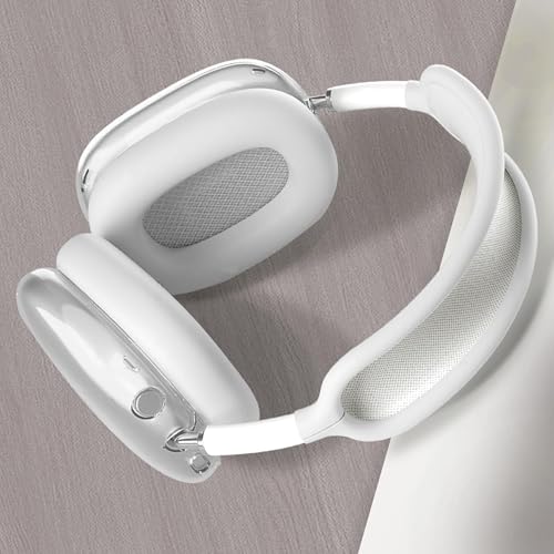 Aiivioll 3 in 1 Silicone Cover for AirPods Max Headphones, Clear Soft TPU Ear Cups/Ear Pads/Headband Covers for AirPods Max (2024/2020), Ear Cushions Cover (White) - color: White