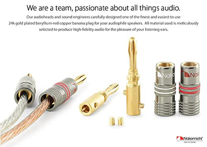 Nakamichi Ultimate Series 24k Gold Plated Beryllium Red Copper Banana Plug 12 AWG - 18 AWG Gauge Size 4mm for Speakers Amplifier Hi-Fi Stereo Receiver Audio Wire Cable Connector 2 Pcs (1-Pair) - size: 2 Pcs (1-Pair)