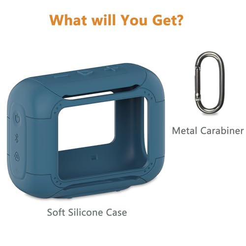 Silicone Cover Case for JBL Go 5 Portable Bluetooth Speaker | Protective Case for Go 5 Speaker, Shockproof Drop-Protection Cover with Carabiner (Blue) - color: Blue