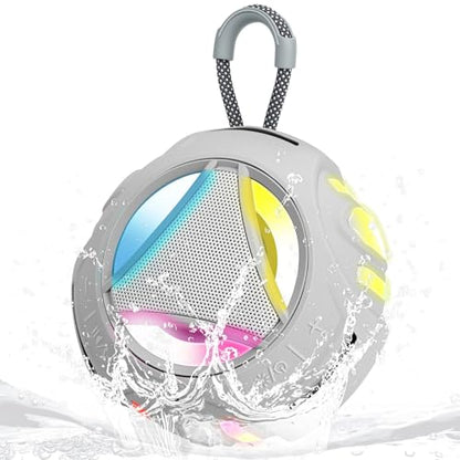 Portable Bluetooth Speaker, IPX7 Waterproof Shower Speaker, Wireless Outdoor Speakers, Floating, Built-in Mic, 24H Playtime with LED Lights, Loud HD Sound, Powerful Bass, Gifts for Unisex - Gray - color: Gray