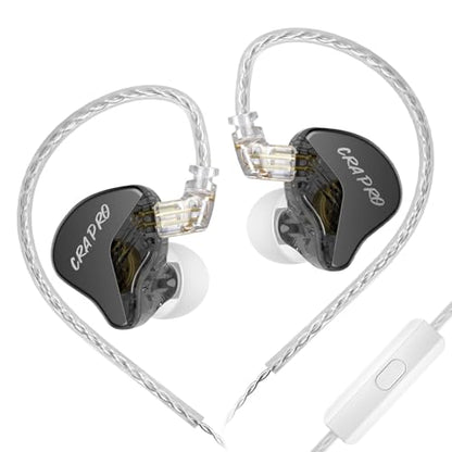 CCA CRA PRO in Ear Monitor Headphones, Ultra-Thin DLC Diaphragm Dynamic Driver Gaming Earbuds, Clear Sound & Deep Bass, IEMS for Singer Musicians Drummers DJ - color: Black, style: With Mic