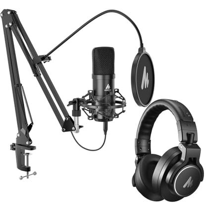 MAONO A04 Gen2 & MH700 Podcast Microphone with Studio Headphone Bundle | 192kHz/24Bit USB/XLR Condenser Cardioid Metal Mic with Software Pro Sound Chipset for Recording, Streaming, YouTube