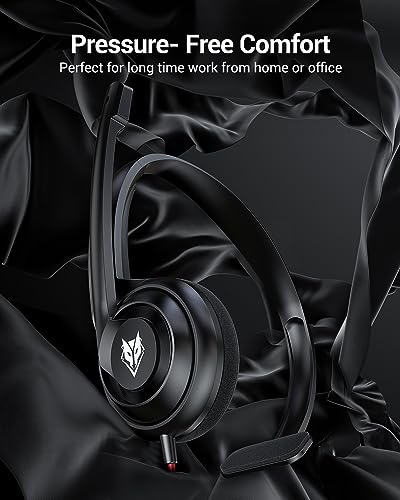 NUBWO HW02 USB Headset with Microphone Noise Cancelling &in-line Control, Ultra Comfort Computer Headset for Laptop pc, On-Ear Wired Office Call Center Headsets for Boom Skype Webinars, 5 Packs | 5 Packs - Comfort Computer Headset for Laptop pc, On-Ear Wi