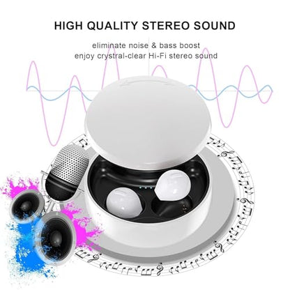 Xmenha Smallest Invisible Earbuds Wireless Ear Buds Bluetooth in Ear Mini Discreet Small Tiny Earpiece Sleep Earbuds Hidden with Charging Case Headphones for Small Ears Work Sleeping Android White - color: White