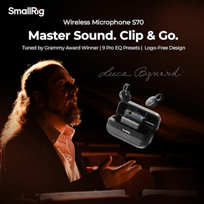 SmallRig S70 Wireless Mic (2 TX + 2 RX + Charging Case) - Black | Mini Lavalier Microphone for Phone/Camera Content Creation, Noise Cancelling for Vlog/TikTok/Interview etc. - color: Black, style: 2 TX + 2 RX