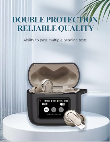 Case for JBL Tour Pro 3 - True Wireless Noise Cancelling Earbuds, Soft Silicone Protective Portable Scratch Shock Resistant with 2pack Screen Protector &Cleaner Kit & Carabiner & Lanyard，Black - color: BLACK