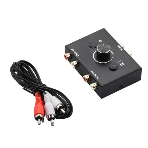 MOUDOAUER Bidirectional RCA Audio Switch Audio Stereo Switcher (1-in to 2-Out / 2-in to 1-Out), Aux Selector Box for Speaker Headphones/Earphones