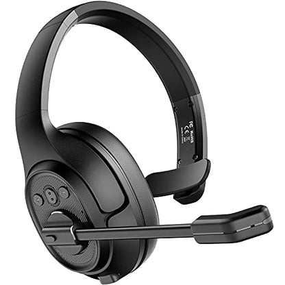 EKSA Truck Driver Bluetooth Headset with Microphone, Environmental Noise Cancelling Wireless Headphone, 99ft Long Wireless Range, Up to 30 Hours of Talk Time, Ultra-Large Soft Earmuff Trucker Headset