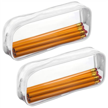 Tatuo 4 Pieces Clear PVC Bags Big Capacity Zipper Pencil Pouch Case Travel Luggage Makeup Cosmetic Bag (White) - color: White