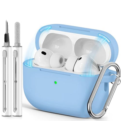 Ljusmicker for AirPods Pro 3 Case 2025 with Magnetic Lock,Sky Blue | Soft Silicone Protective Cover for Apple AirPod Pro 3rd Generation Case with Cleaner Kit & Keychain for Women Men,Shockproof - color: A1-Sky Blue