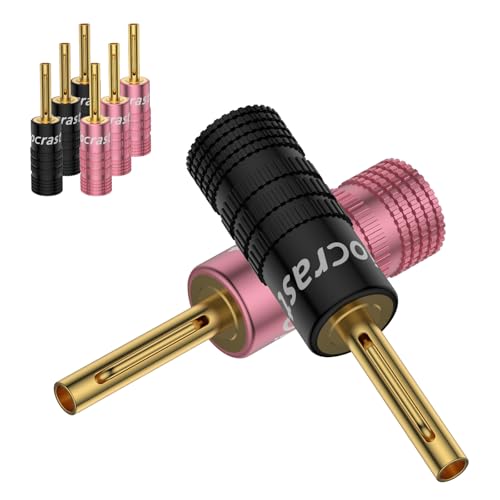 Tertullus 8 Pcs Spring Pin Banana Plug Gold Glated SpeakerConnector Banana Clips for Speaker Wire(4 Pink+4Black) - size: pinkblack-plug