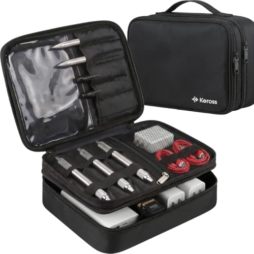 Keross Cable Organizer Bag for Travel with Removable Dividers – Electronics Organizer Case for Chargers, Cables, Power Banks & Accessories, Large Capacity Tech Pouch for Work, Desk & Travel