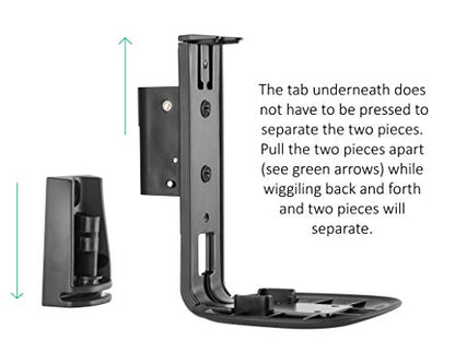 ynVISION.DESIGN Wall Mount for Sonos One, One SL, Play:1, 2 Pack, Black | Tilt 18° and swivel right or left 45°, cable management, hardware included for drywall, brick, and wood stud walls - color: Black