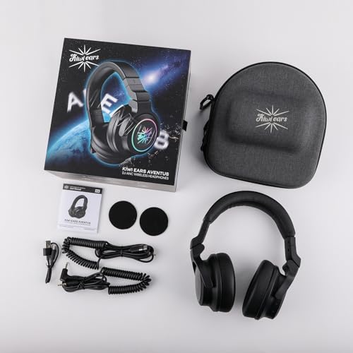 Linsoul Kiwi Ears Aventus Bluetooth 5.4 Wireless DJ Studio Headphones | Dual Dynamic Driver, with Hybrid ANC, Low-latency, Up to 82H Playtime, Custom RGB Lighting for DJs Audiophiles Gamers