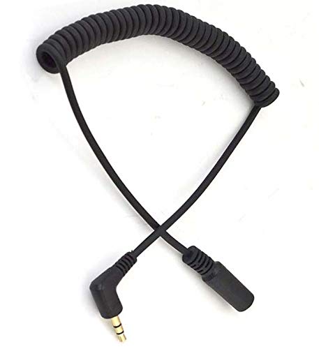 3.5mm Stereo Audio Cable, Haokiang 90 Degree Coiled Spring 3.5mm(1/8") 3Pole Male to Female 1 to 6Ft Audio Aux Extension Cable for Home/Car Stereo,Phone,Headset and More (TRS M/F)