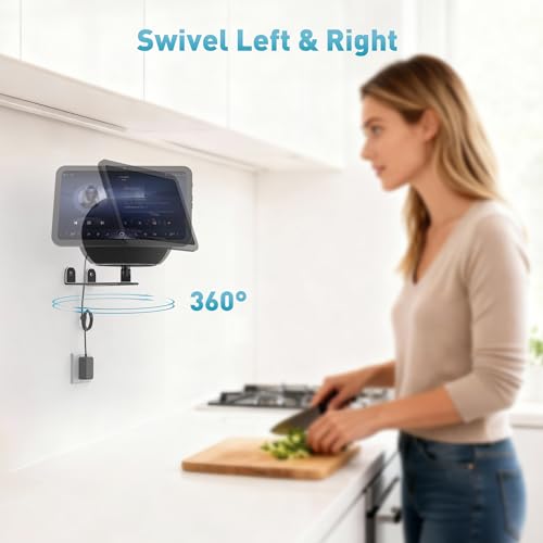 Wall Mount for Echo Show 11 & Show 8 2025, Swivel 360°, Black | Aluminum, Tilt 20~80°, Easy Install, Durable, Echo Show 11 Wall Mount for Kitchen, Adjustable Echo Show 11 Wall Mount - color: Black