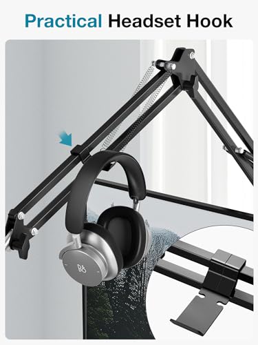 InnoGear Mic Stand Desk Overhead Desktop Microphone Boom Arm for Blue Yeti | Overhead Positioning, 3.3 lbs Weight Capacity, Foldable, Extendable, Rotatable, Easy to Install, Work with Blue Yeti - color: Black, style: High-profile