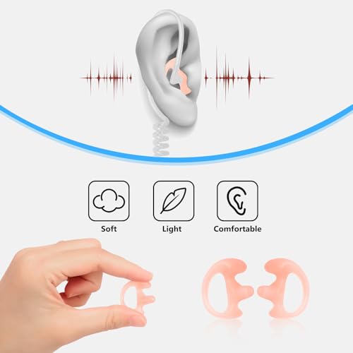 Silicone Ear Molds for Two-Way Radio Acoustic Coil Tube Earpiece Replacement, Left & Right Ear, Compatible with Motorola Kenwood Baofeng Retevis (Pink: Large 2, Medium 4, Small 2, 16pcs) - color: Pink