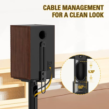 Mounting Dream Height Adjustable Speaker Stands for Bookshelf Speakers | Pair Floor Stand for Satellite & Small Speakers, Surround Sound stand for Bose Polk JBL Sony Yamaha and Others - 11LBS MD5402 - size: 9.4" W x 18" H Speaker