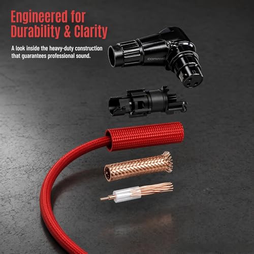 XLR Right Angle Cable 1ft 2-Pack, 90 Degree Male to Female, OFC Noise-Free Mic Cord for Podcast Home Studio Recording, for Shure Focusrite Audio Interface Mixer