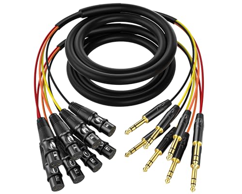 4 Channel 1/4" TRS to XLR Snake Cables 3ft 2 Pack - 6.35mm Jack Stereo Audio Balanced Line to XLR Female Cables - size: 4-Channel 3 Feet, style: Trs to Xlr Female
