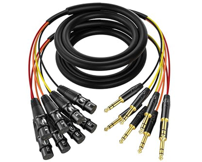 4 Channel 1/4" TRS to XLR Snake Cables 3ft 2 Pack - 6.35mm Jack Stereo Audio Balanced Line to XLR Female Cables - size: 4-Channel 3 Feet, style: Trs to Xlr Female