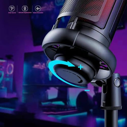 USB Gaming Microphone for PC with Color Lighting and Mute Functionality - color: White