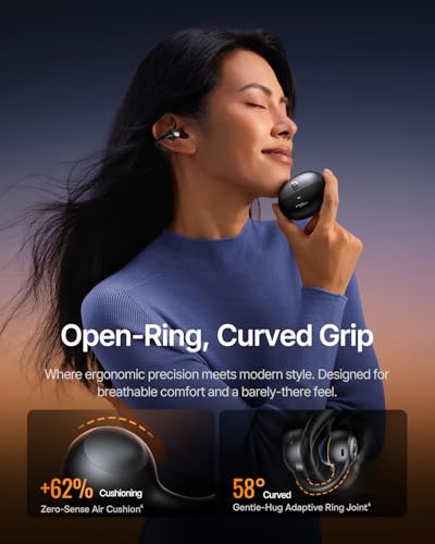 Baseus Inspire XC1 Open Ear Clip-On Earbuds, Sound by Bose, Dolby Audio, Adaptive Tunning Sound, Hybrid 2-Way Driver, Zero-Sense Air Cushion, 4-Mic Adaptive Clear Calls, IP66 Waterproof, 40H Playtime - color: Cosmic Black