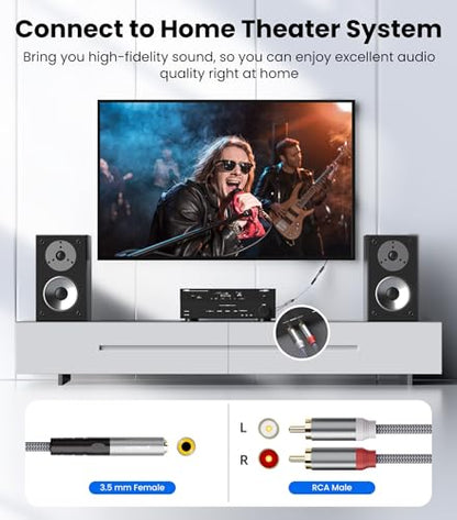 3.5mm Female to 2 RCA Male Stereo Audio Cable, 3.3FT | Gold Plated & Nylon Braided 2 RCA to 3.5mm Female Jack Adapter, Y Splitter Bi-Directional Aux Cord for Phone Tablet Speaker - size: 1 m/3.3 FT