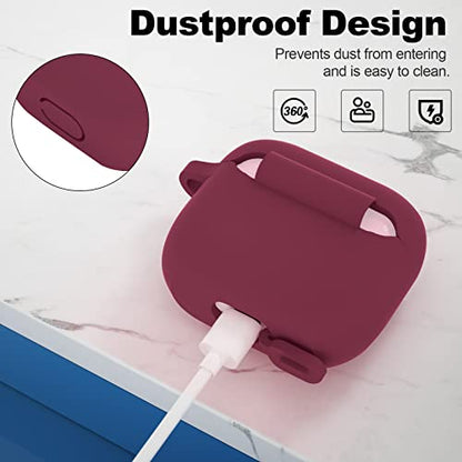 Compatible with AirPods 3 Case, Protective Silicone Cover for AirPods 3rd Generation Case 2021, Wireless Charging - Burgundy - color: C-Burgundy