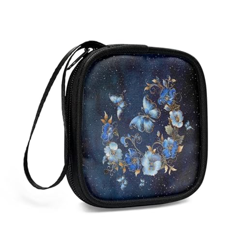Portable Wireless Headphone Case, Butterfly Flower Earphone Storage Bag Carrying Case, Earbud Holder with Handle Headphone Bag Travel - color: Butterfly And Flower
