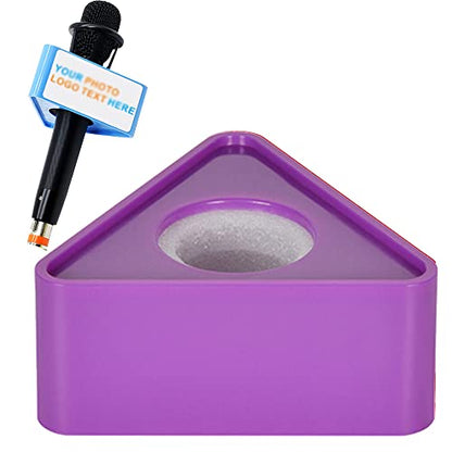Custom Microphone Logo Live Equipment Box Cube Triangle Interview Box Karaoke mic Flags(Purple Triangle) - color: Purple triangle