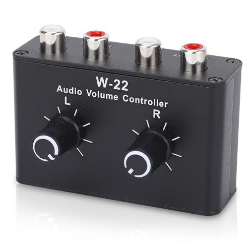 3.5mm Volume Control Box, Aluminum Alloy Passive Preamp with Stepless Knob, Independent L R Balance, Ground Isolation for CD Player Mixer