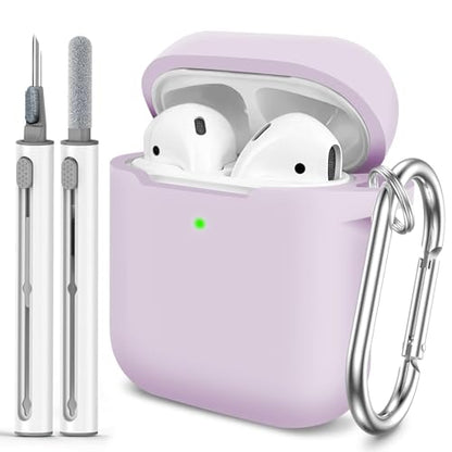 for AirPods 1/2 Case Cover,Come with Cleaner Kit,Soft Skin Silicone Case Cover with Keychain,Full Protective Case for Men and Women,Compatible with AirPods 2nd Generation Case,Lavender - color: B5-Lavender