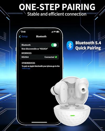 True Wireless Earbuds, Bluetooth 5.4 Headphones with Dual ENC ANC Noise Canceling, 13mm Drivers for Deep Bass Stereo, IPX7 Waterproof, 18H Playtime, USB-C Charging Case for iPhone Android - color: Golf ball