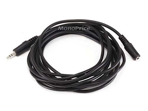 Monoprice 100649 12' 3.5mm Stereo Plug/Jack M/F Cable, Black - size: 12 Feet