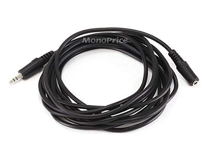 Monoprice 100649 12' 3.5mm Stereo Plug/Jack M/F Cable, Black - size: 12 Feet