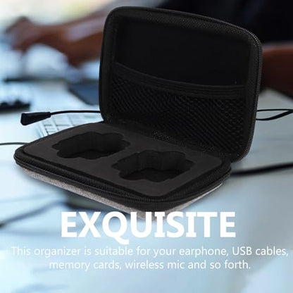 TEHAUX Portable Microphone Storage Bag and Charger Cable Organizer, Waterproof Electronic Product Pouch, Compact 13.8×9.8×3.8cm Case for Outdoor Travel and Audio Accessories