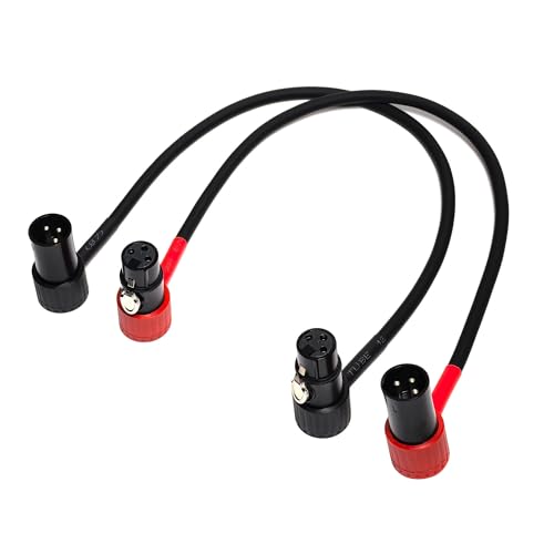 WJSTN 3-Pin Female Right Angle XLR to 3-Pin Male Right Angle XLR Cable 100° Adjustable, Professional Audio Balanced Interconnect for Microphones, Mixers, Speakers -, 2-Pack (1Feet) - size: 1Feet