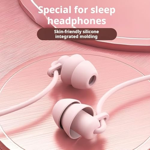Soft Silicone Wired Sleep Earbuds, 3.5mm Jack Noise Isolating in-Ear Headphones, Comfort Side Sleeping Earphones (Pink) - color: Pink