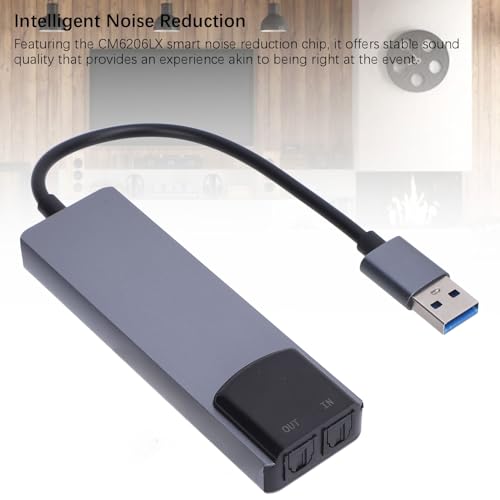 GOWENIC External Sound Card, USB Sound Card Adapter with CM6206LX Noise Reduction Chip for Win 98 ME 2000 7 8 Vista, 5.1 7.1 Channel Optical Input Output Digital Recording